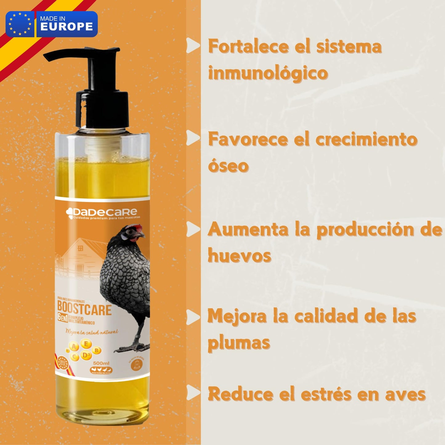 Boostcare - Multivitamínico 6 en 1 250ml Aves | Vitaminas A-E-D-C-B|