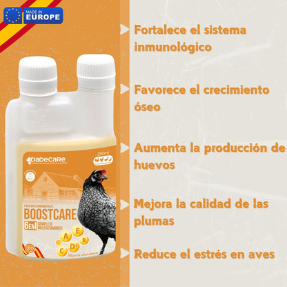 Boostcare - Multivitamínico 6 en 1 250ml Aves | Vitaminas A-E-D-C-B|