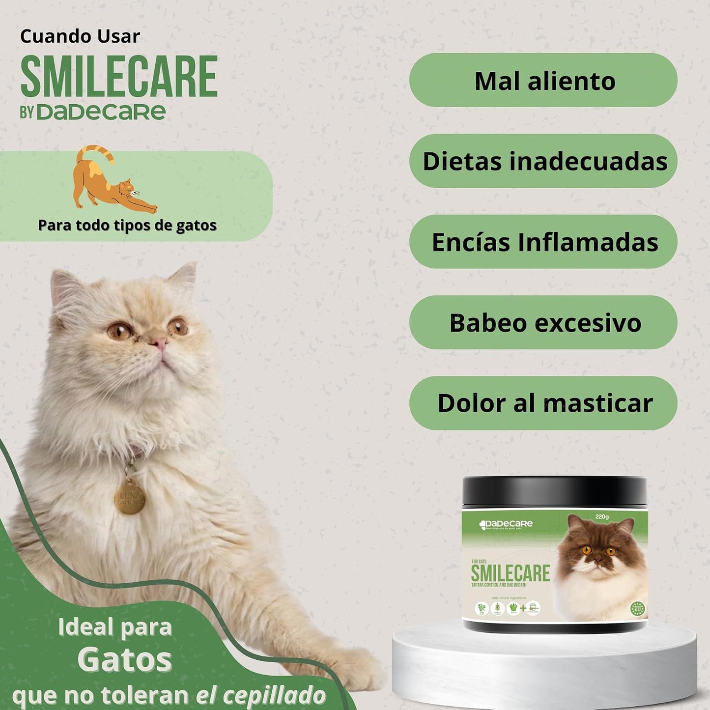 Smilecare Polvo Dental para Gatos 220g