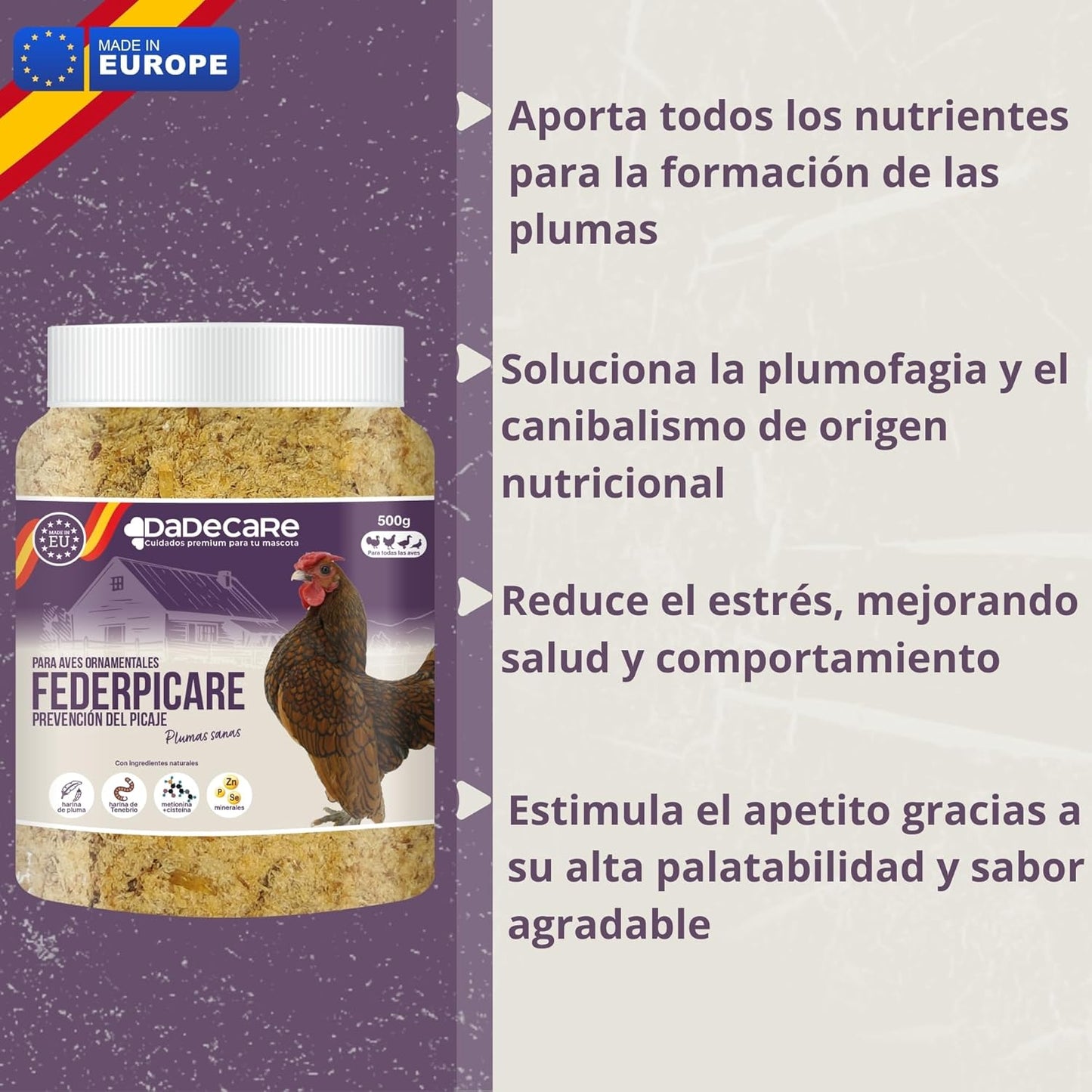 Federpicare - Suplemento para Picaje y Canibalismo en Gallinas y en Aves 500g