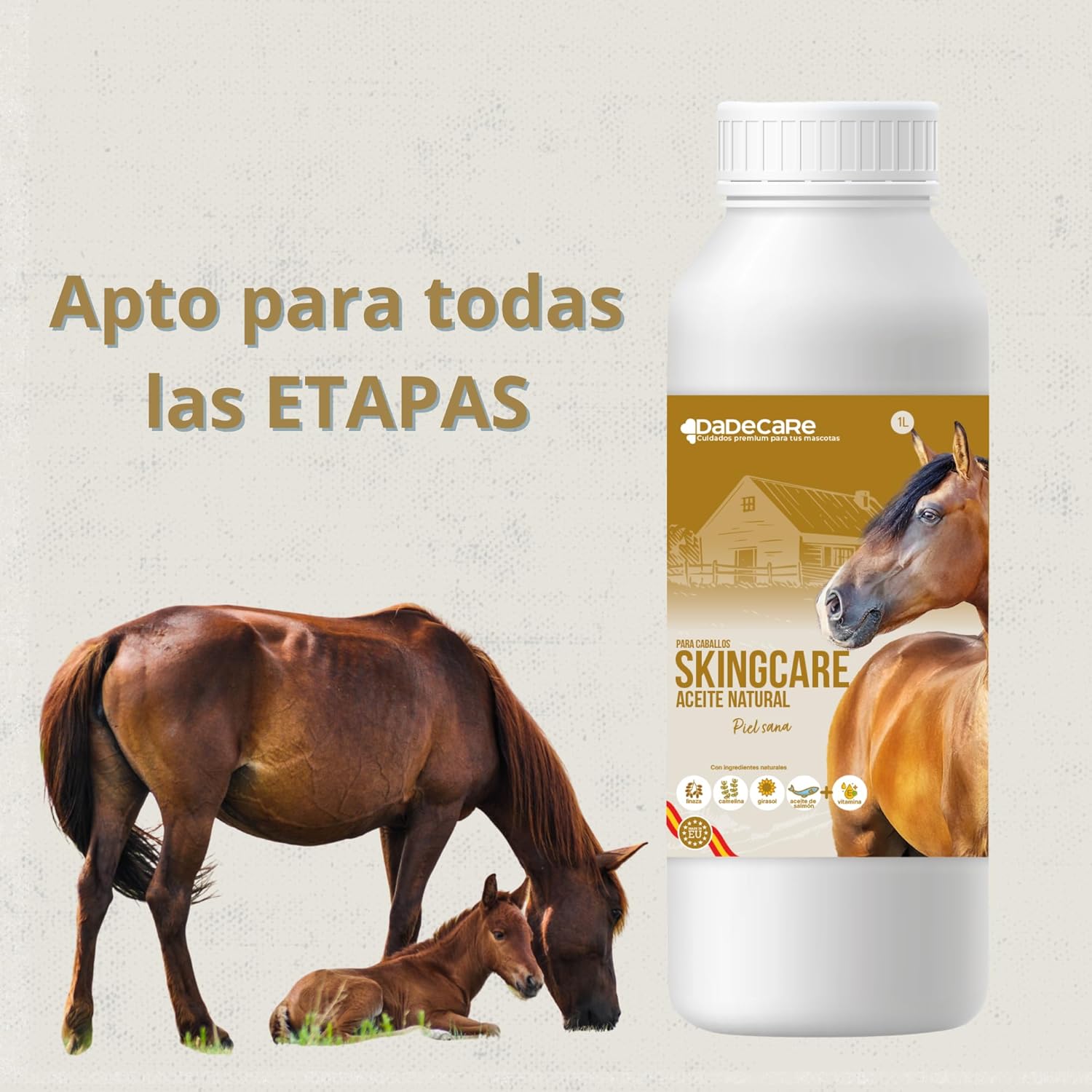 Skingcare Dermatological Supplement for Horses | Omega 3 6 9 with Flaxseed, Cameline, Sunflower and Salmon | Nutritional Support for Dry Skin and Coat