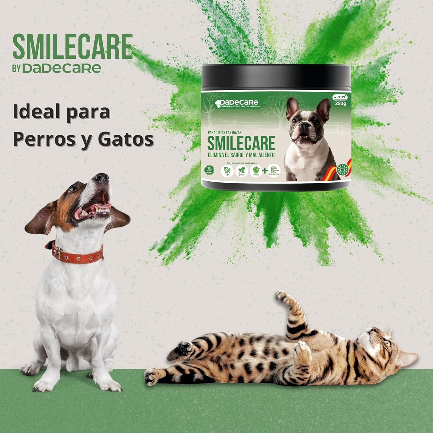 Smilecare – Powders for Bad Breath 220g Kelp – Natural Alternative Toothpaste for Dogs and Cats, Improves Breath, Reduces Tartar, Prevention Dental Problems – No Daily Brushing