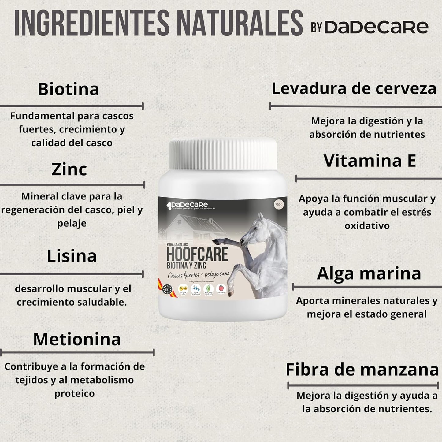 Hoofcare - Biotina y Zinc para Cascos Caballo 750g