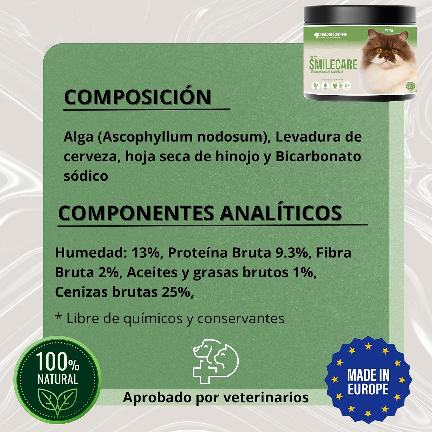 Smilecare Polvo Dental para Gatos 220g