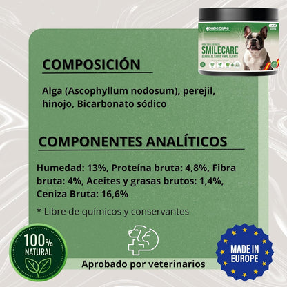 Smilecare – Powders for Bad Breath 220g Kelp – Natural Alternative Toothpaste for Dogs and Cats, Improves Breath, Reduces Tartar, Prevention Dental Problems – No Daily Brushing