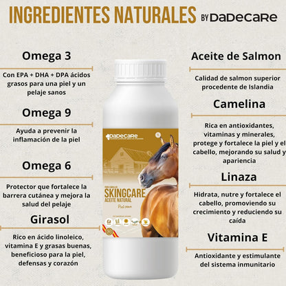 Skingcare Dermatological Supplement for Horses | Omega 3 6 9 with Flaxseed, Cameline, Sunflower and Salmon | Nutritional Support for Dry Skin and Coat